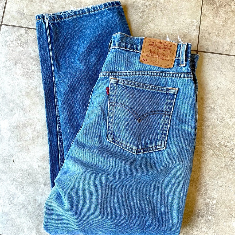 Levi’s 512 high waisted, straight legged jeans